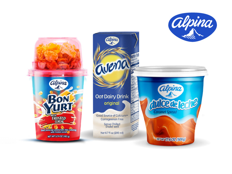 3 alpina products and logo